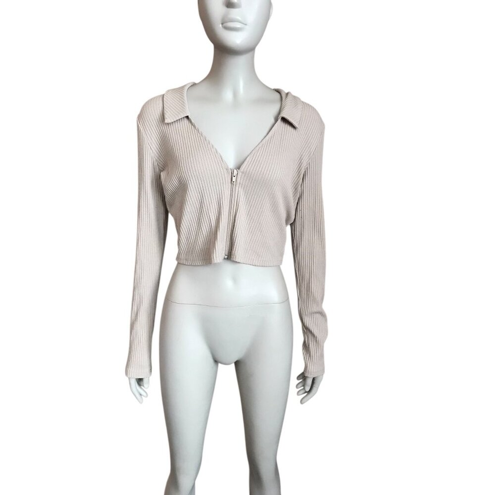 Princess Polly Tan Ribbed Cropped Jacket - Picture 2 of 5